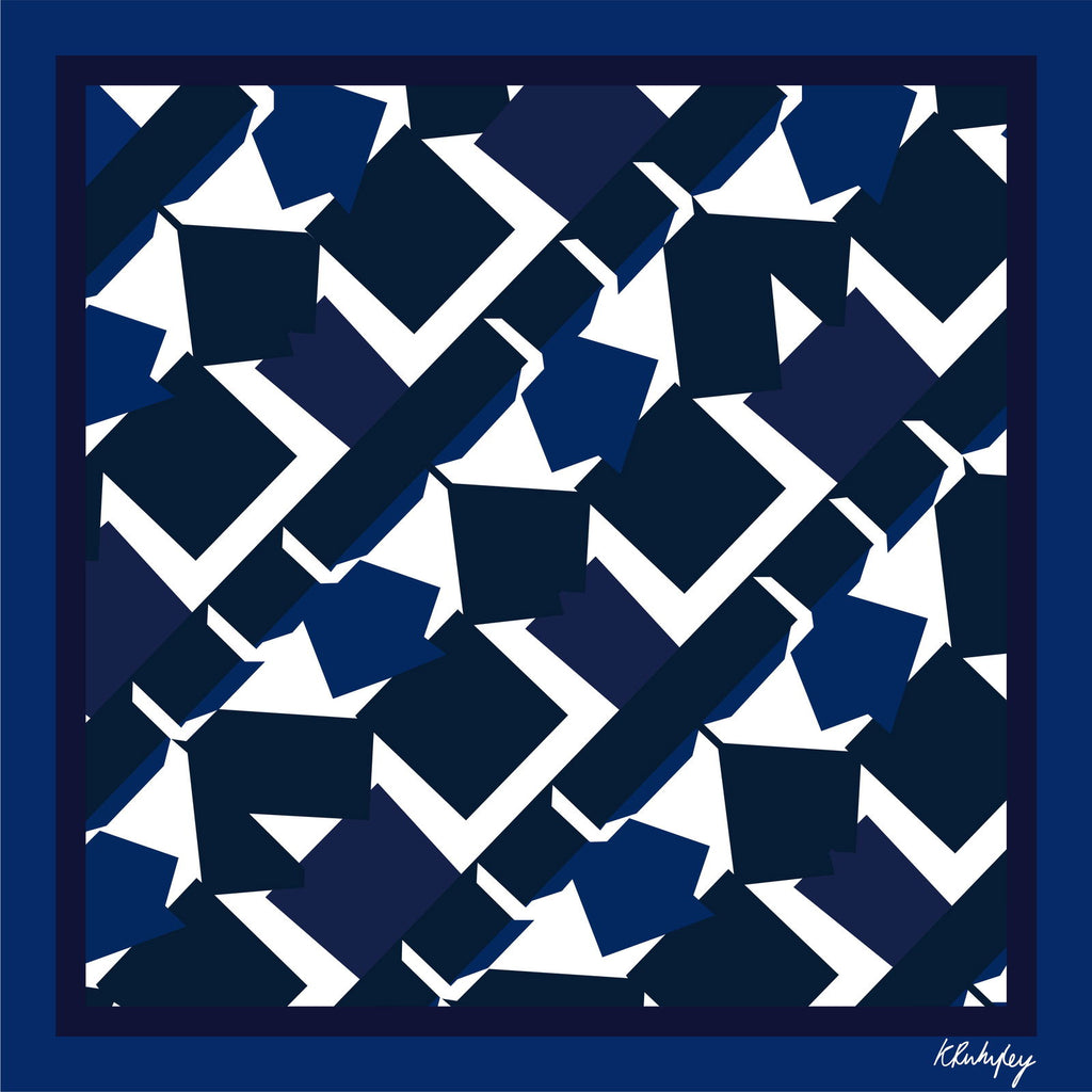 Geometric Beat print | sophisticated and unique Silk Scarf - Kate Whyley -  - #tag1# - #tag2# - #tag3#