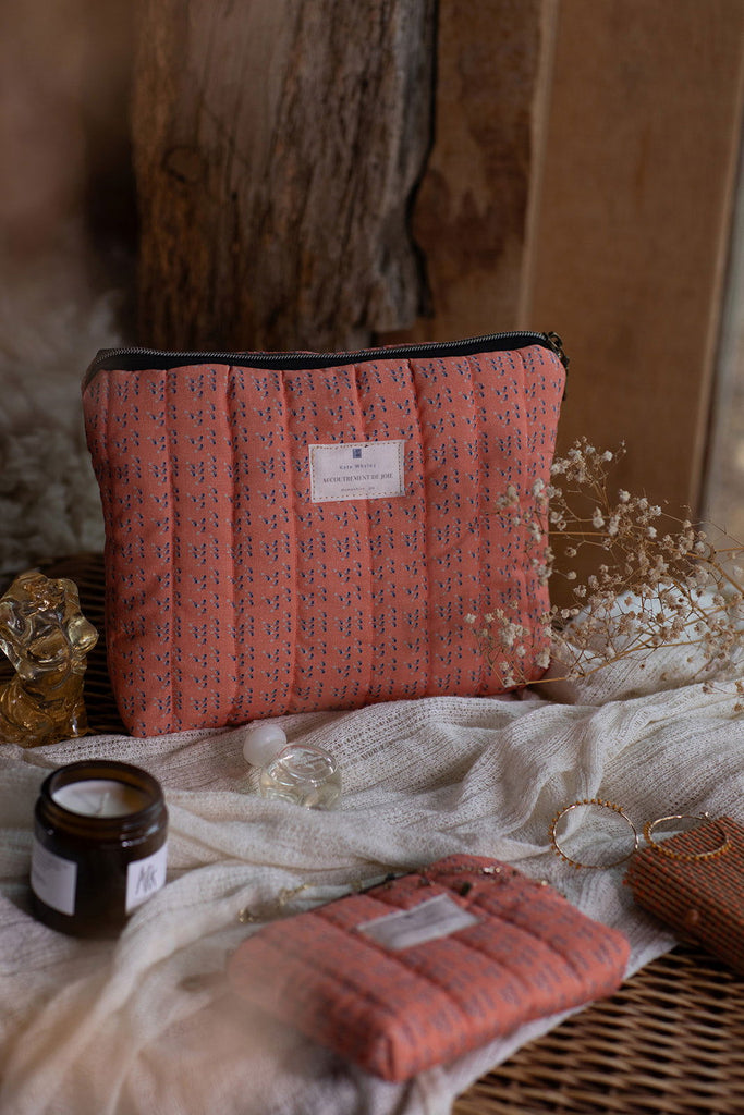 Handmade quilted Coin / accessories purse - Coral Pink - Kate Whyley -  - #tag1# - #tag2# - #tag3#