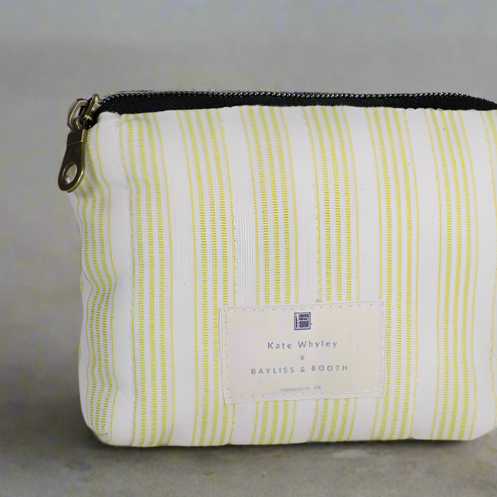 Handmade quilted Large Washbag, Citrine yellow stripe - Kate Whyley -  - #tag1# - #tag2# - #tag3#