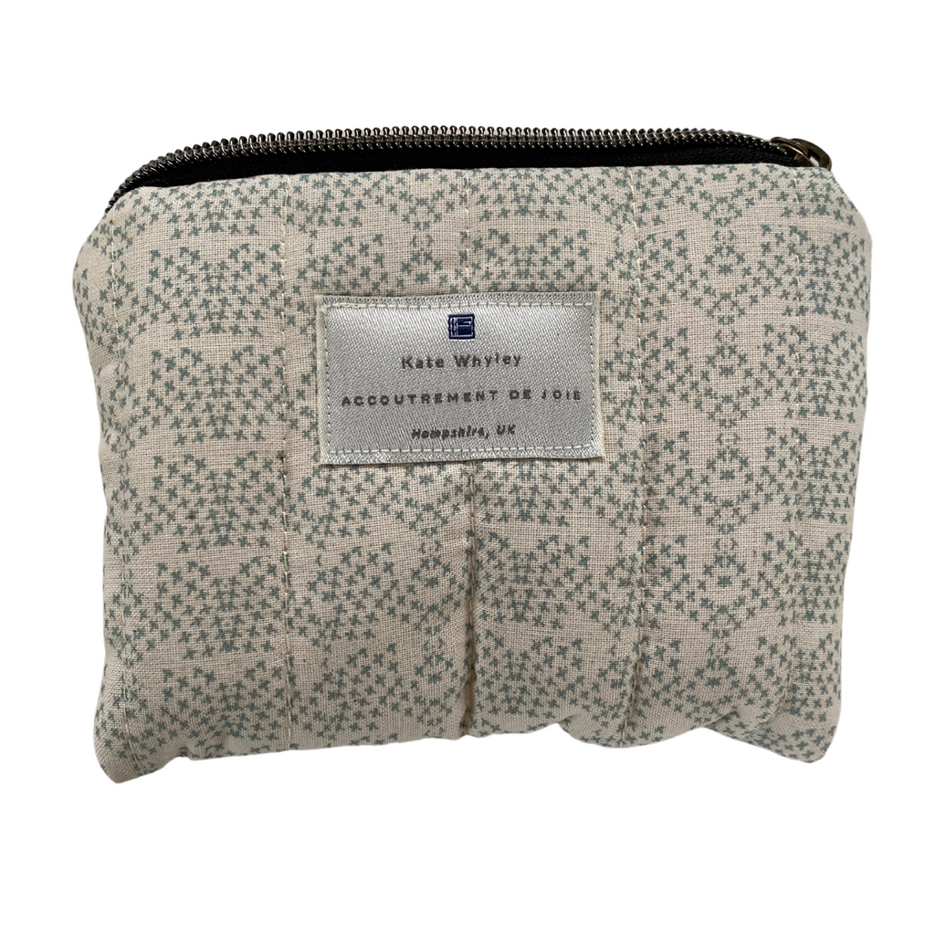 Handmade quilted Wash Bag, Santorini Blue Dots - Kate Whyley -  - #tag1# - #tag2# - #tag3#