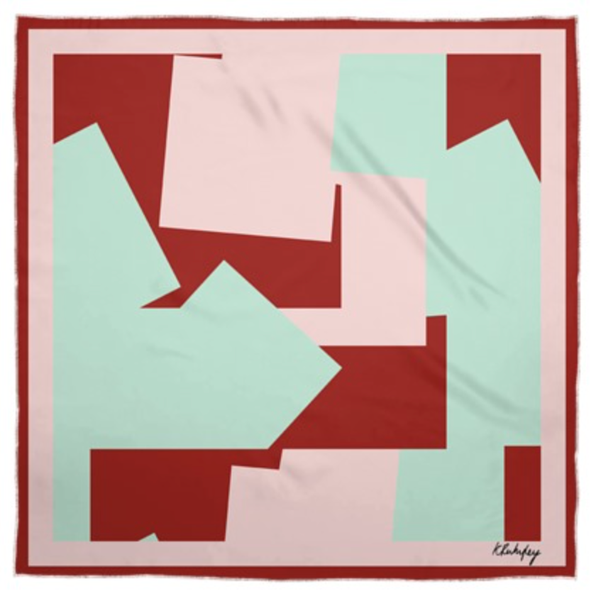 Mint Tee print | pastel and wine Silk Scarf - Kate Whyley -  - #tag1# - #tag2# - #tag3#