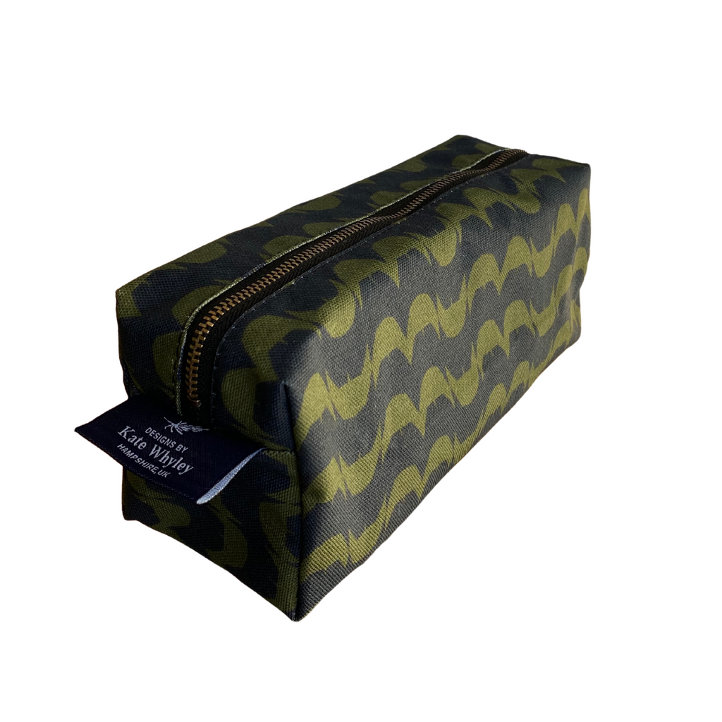 Olive green print pouch - Kate Whyley -  - #tag1# - #tag2# - #tag3#