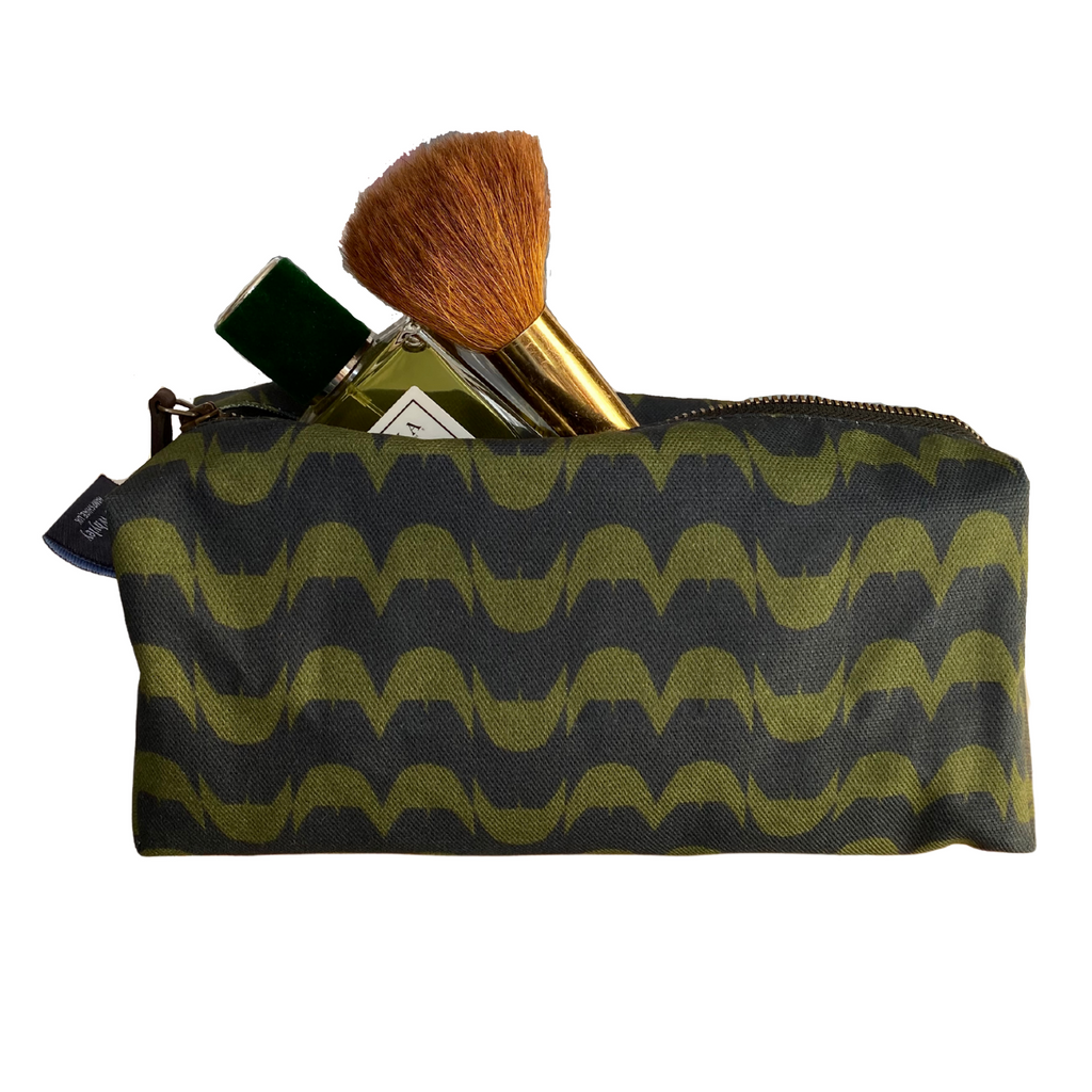Olive green print pouch - Kate Whyley -  - #tag1# - #tag2# - #tag3#